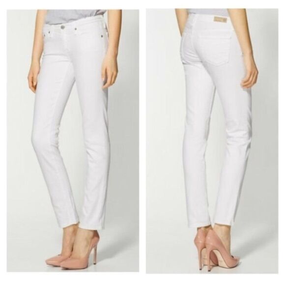 AG The Stilt Cigarette Leg White Jeans Sz 29R - Picture 1 of 6